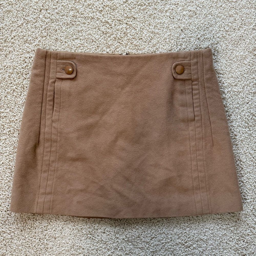 J CREW Vintage 90s Y2K Wool Cashmere Blend Mini Skirt Tan Size 12